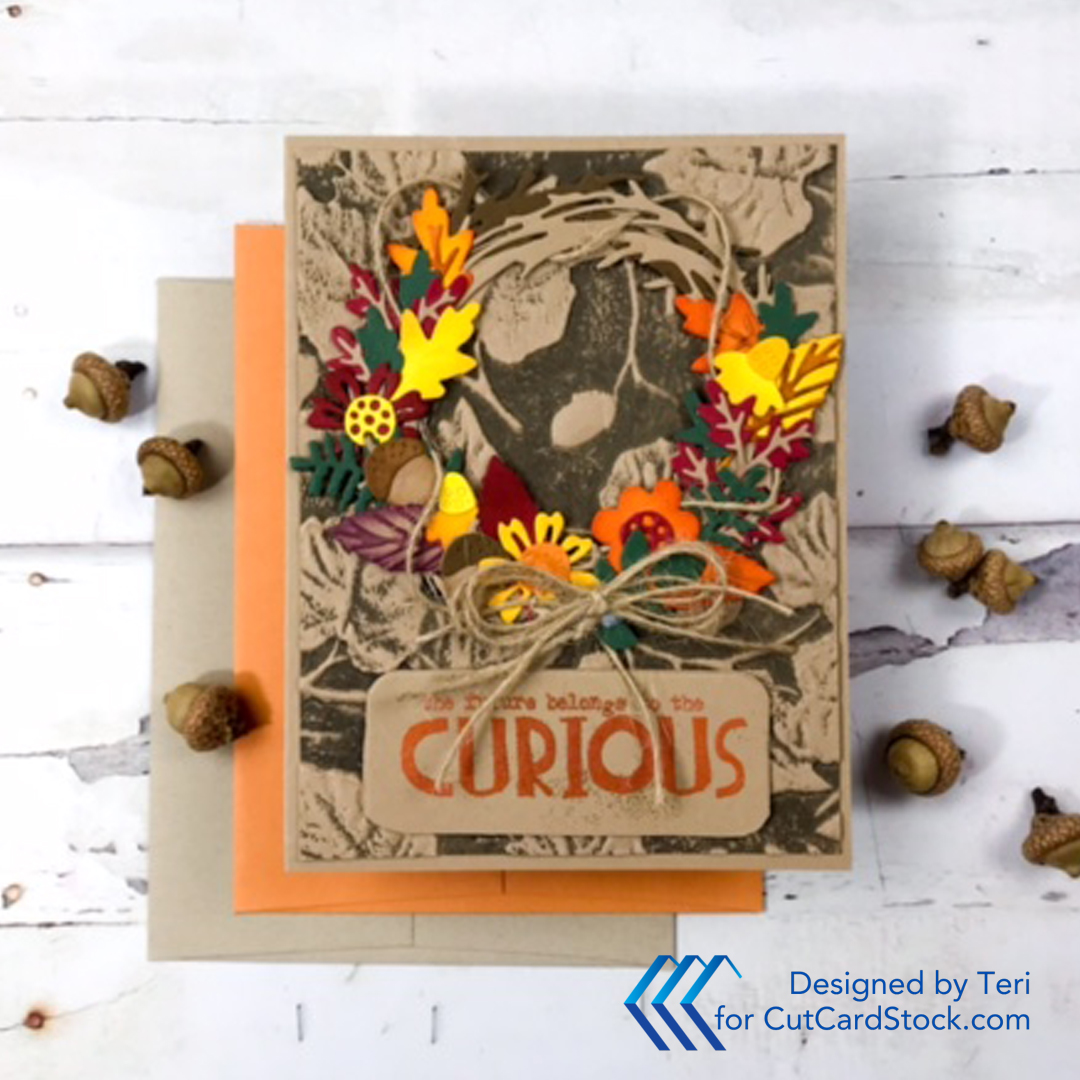 Colorful Fall Wreath Card - CutCardStock Blog